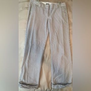 JCREW Women’s Seersucker City Fit Pants Cuff Hem size 8
